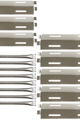 Hisencn 8Pack Repair Kit Stainless Steel Grill Burners, Heat Plates, Heat Shield Replacement for Bakers and Chefs GR2039201-BC-00, GD430, ST1017-012939, Grill Chef, Members Mark Gas Grill Models