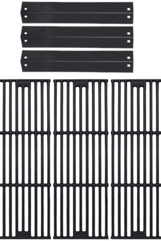 GasSaf Parts Kit Replacement for Chargriller 3001, 3008, 3030, 4000, 4208, 5050, 5252, King Griller 3008 5252, 3-Pack Porcelain Steel Heat Plates + 3-Pack Cast Iron Cooking Grid