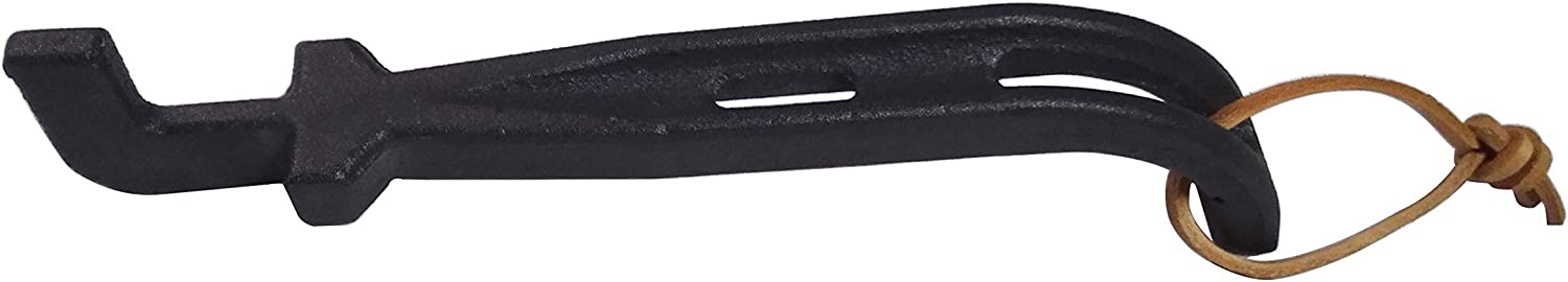 DELSbbq Cast Iron Barbecue Universal Grid Lifter, 8 inch Long hot Surfaces handling Lifter Gripper for Most Charcoal Grills and Gas Grills
