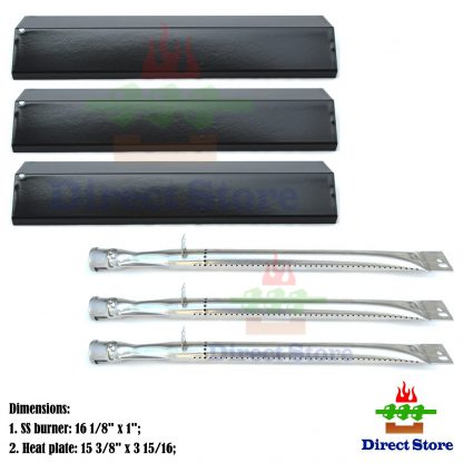 Direct store Parts Kit DG196 Replacement Uniflame GBC831,GBC940,GBC981 Gas Grill Burners & Heat Plates (SS Burner + Porcelain Steel Heat Plate)