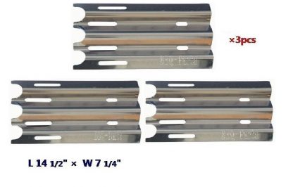 Hongso SPZ081 (3-pack) Stainless Steel Heat Plate, Heat Shield, Heat Tent, Burner Cover, Vaporizor Bar and Flavorizer Bar Replacement for Jenn-Air, Vermont Castings Gas Grill Models, VCHP1 (14 1/2