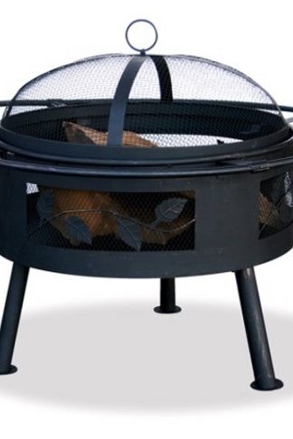 Large Rectangular Cut-Outs Leaf Designs Deep Bowl Outdoor Fire Pit