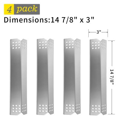 Grill Heat Shield Plate Tent Replacement for Master Forge 1010037, 4-Pack 14 78 inch Stainless Steel Grill Replacement Parts, Barbecue Flame Tamer BBQ Burner Cover Heat Deflector