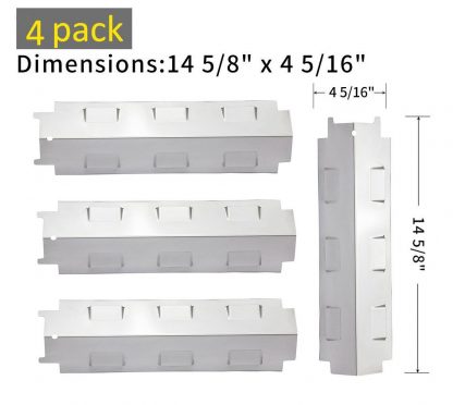 14 5/8 Inch Replacement Stainless Steel Grill Heat Plate For Charbroil, Kenmore, Master Chef, Thermos and Others, Stainless Steel Burner Cover Flame Tamer, Grill Replacement Parts, 4-Pack