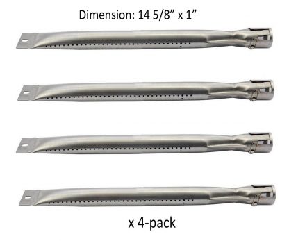 B4251 (4-pack) Replacement Straight Stainless Steel Pipe Burner for BBQ Tek, Bond, Brinkmann Part, Grill King Part, Master Cook, Presidents Choice, Lowes Model Grills (14 5/8" X 1")