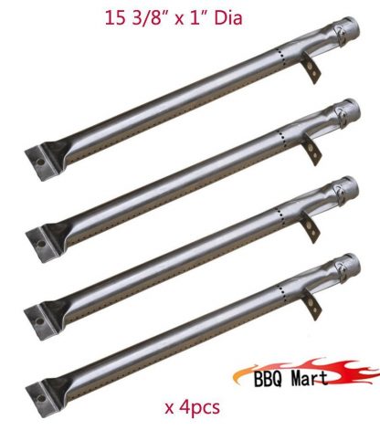 B6231 (4-pack) Straight Stainless Steel Pipe Tube Burner Universal Replacement for BBQ Pro, Kenmore Sears, K Mart Part, Members Mark Part, Outdoor Gourmet, Lowes Model Grills(15 3/8" x 1")
