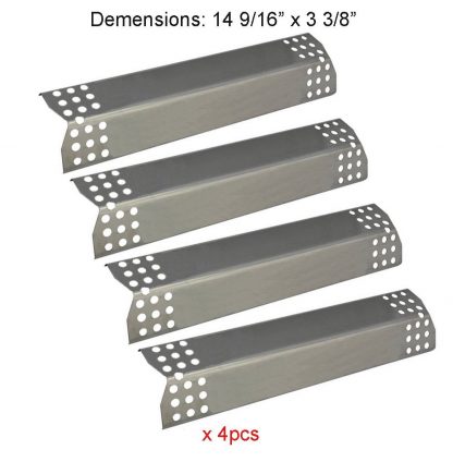 BBQ funland SH7371 (4-pack) Stainless Steel Heat Plate, Heat Shield, Heat Tent, Burner Cover Replacement for Select Grill Master and Uberhaus Gas Grill Models
