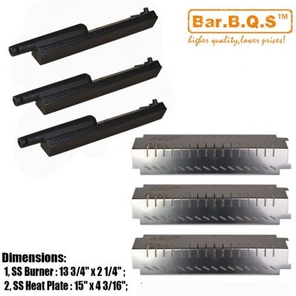 Bar.b.q.s 3pack Gas Grill Repair Kit Replacement Grill Stainless Steel Heat Plate and Stainless Steel Burner for Charbroil ,Centro and Thermos
