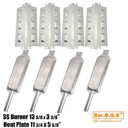 Bar.b.q.s BBQ Gas Grill Includes 4 SS Heat Plates and 4 SS Burner Replacement Kit for Charbroil , Kenmore and Thermos 461411107