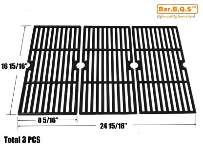 Bar.b.q.s CI66123 Cast Iron Cooking Grid Set Replacement for Select Gas Grill Models by Kenmore, Charbroil, Thermos, Set of 3