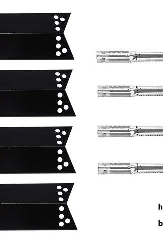 Bigbox Grill Replacement Parts for Charbroil 463411911 463411512, Nexgrill 720-0719BL 720-0783 Gas Grill 4pack Porcelain Steel Grill Heat Plates, 4pack Stainless Steel Burners (KIT-001)