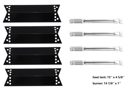 Bigbox Grill Replacement Parts for Charbroil 463411911 463411512, Nexgrill 720-0719BL 720-0783 Gas Grill 4pack Porcelain Steel Grill Heat Plates, 4pack Stainless Steel Burners (KIT-001)