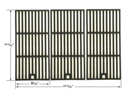 Cast Iron Cooking Grid Replacement for Kenmore 16113, Broil King Sovereign 90S, CharBroil 463240804, Master Chef, Kmart, Centro and Vermont Castings Gas Grill Models, Set of 3