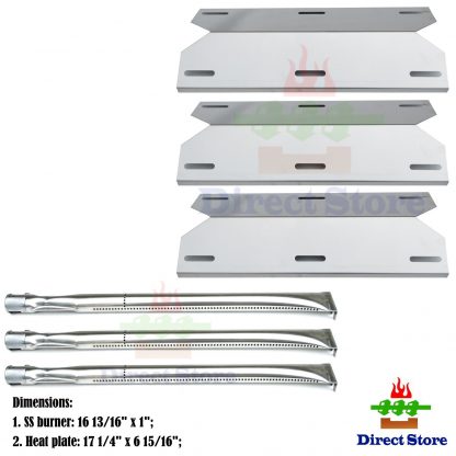 Direct store Parts Kit DG105 Replacement Charmglow Home Depot 3 Burner 720-0230; 720-0036-HD-05 Gas Grill Burners & Heat Plates (Stainless Steel Burner + Stainless Steel Heat Plate)