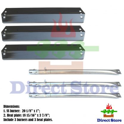 Direct store Parts Kit DG151 Replacement Chargriller 3001,3008,3030,4000,5050,5252; King Griller 3008,5252 Gas Grill Burner & Heat Plate (SS Burner + Porcelain Steel Heat Plate)