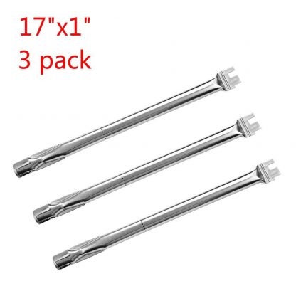 GASPRO GP-B041 Straight Stainless Steel BBQ Grill Burner Replacement for BBQ Grillware, Ducane, Home Depot, Lowes Model Grills(17x1 inch) (3 pack)
