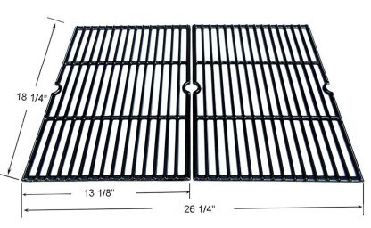 GI6652 Porcelain coated Cast Iron Cooking Grid Replacement for Select Gas Grill Models by Char-broil, Coleman , Kenmore, Thermos, Uniflame, Master and Others, Set of 2