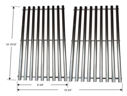 GS5022 Stainless Steel Cooking Grid Replacement for Gas Grill Model Charbroil 463250210, 463250211, 463250212, 463251413, 463251414, 466251413, Set of 2