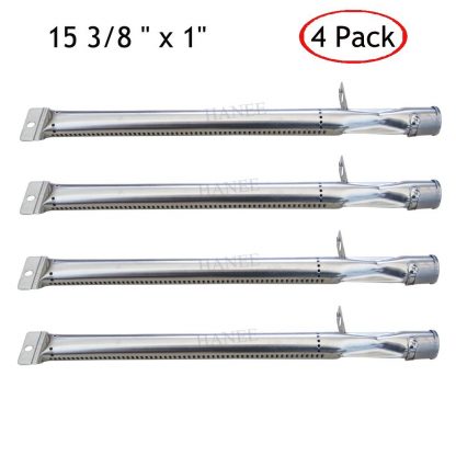 HANEE KB884 Gas Grill Parts Stainless Steel Pipe Tube Burner Replacement for Kenmore, BBQ Pro, K Mart, Members Mark, Outdoor Gourmet, Lowes Model Grills, 15 3/8 inch, Set of 4