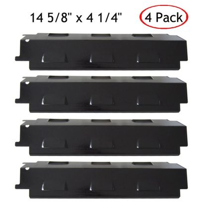 HANEE KP734 Porcelain Steel Heat Tent, BBQ Heat Plate Shield, Burner Cover, Flame Tamer, Gas Grill Replacement Parts for Charbroil, Brinkmann, Kenmore, Master Forge, 14 5/8 inch x 4 1/4 inch, Set of 4