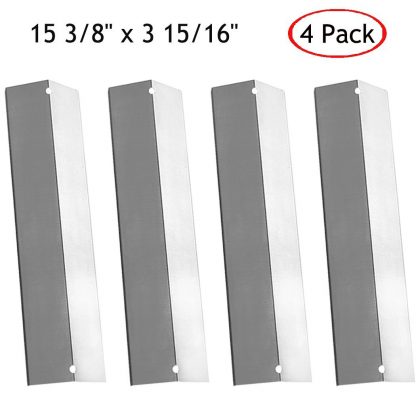 HANEE KS752 Gas Grill Replacement Parts for Brinkmann, Aussie, Uniflame, Charmglow, BBQ Stainless Steel Heat Shield Plate Tent, Flame Tamer Burner Cover, 15 3/8 inch x 3 15/16 inch, Set of 4