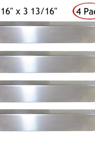 HANEE KS763 BBQ Replacement Parts Stainless Steel Heat Plate/Shield/Tent, Burner Cover, Flame Tamer for Charbroil, Kenmore and Thermos Gas Grills, 16 inch x 3 13/16 inch, Set of 4