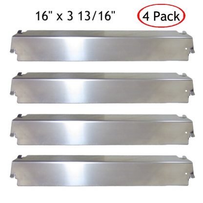 HANEE KS763 BBQ Replacement Parts Stainless Steel Heat Plate/Shield/Tent, Burner Cover, Flame Tamer for Charbroil, Kenmore and Thermos Gas Grills, 16 inch x 3 13/16 inch, Set of 4