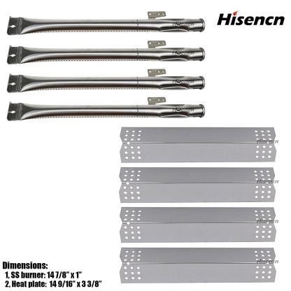 Hisencn BBQ Grill Replacement Stainless Steel Pipe Burner and Heat Plates Replacement Kit for Home Depot Nexgrill 720-0830H, 720-0830D Gas Grill