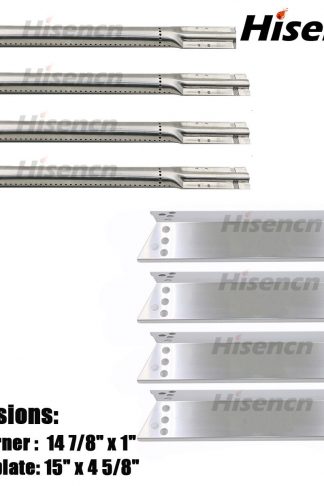 Hisencn Replacement SS Burners&Heat Plates For Charbroil 463411512, 463411712, 463411911 Kenmore 415.16106210 415.16107110 Nexgrill 720-0773 720-0783 Gas Grill
