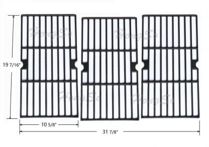 Hongso PCF663 Universal Matte Cast Iron Cooking Grid Replacement for Charbroil 463268207, 463268806; Presidents Choice GSS3220-JSN Gas Grill Models, Set of 3