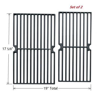 Hongso PCG222 Cast Iron Cooking Grid Replacement for Brinkmann 810-3820-S, 810-3821-S, Dyna-Glo DGP350NP and Master Forge MFA350CNP Gas Grill Models, Set of 2