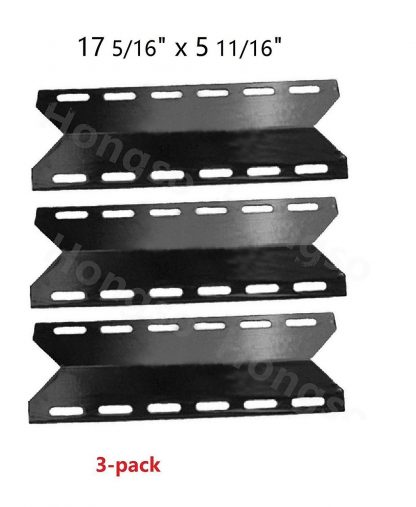Hongso PPB341 (3-pack) BBQ Gas Grill Porcelain Steel Heat Plates, Heat Shield, Heat Tent, Burner Cover, Vaporizor Bar, and Flavorizer Bar Replacement for Charmglow, Nexgrill, Perfect Flame(17 5/16