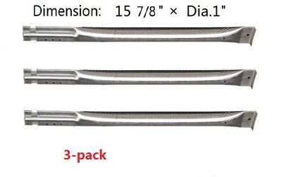 Hongso SBE591 (3-pack) Replacement Straight Stainless Steel Pipe Burner for Charbroil, Charmglow, Sears Kenmore, Centro and Other Grills (15 7/8