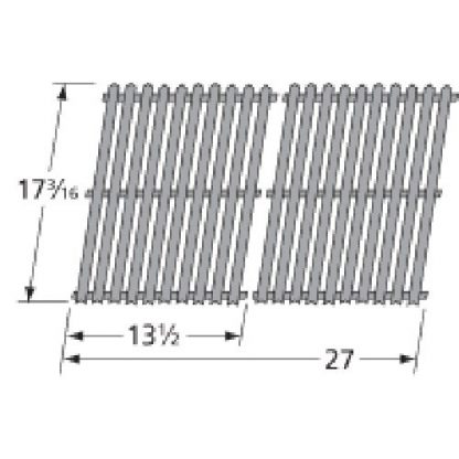 Music City Metals 59812 Porcelain Steel Channels Cooking Grid Replacement for Select Grill Master and Uniflame Gas Grill Models, Set of 2