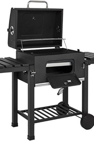 Premium Barbecue Charcoal Grill And Somker With 2 Foldable Shelves Bottom Storage Shelf Bottle Opener Outdoor Patio Deck Backyard Yard Dinner Party Camping Picnic BBQ Heavy Duty Steel Construction