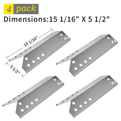 SHINESTAR Gas Grill Heat Plate for Nexgrill Replacement Parts, Heat Shield Tent for Kenmore, Grill Master, Uberhaus, 4-pack 15 1/16 inch Stainless Steel BBQ Burner Cover Barbeque Flame Tamer(SS-HP015)