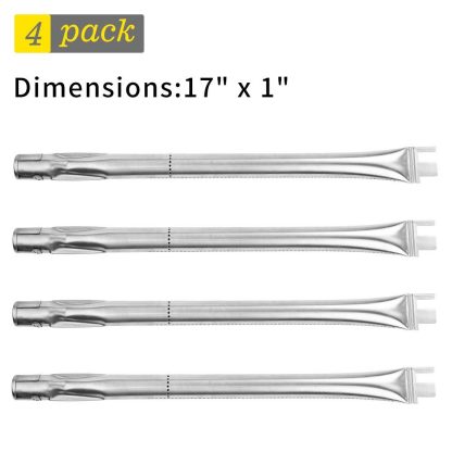 SHINESTAR Grill Burner Tube Replacemen for BBQ Grillware, Ducane 3100, 4200, 30400040, Home Depot 30400042, 4-Pack 17 inch Straight Stainless Steel BBQ Tube Burner Pipe, Grill Replacment Parts(SR039)
