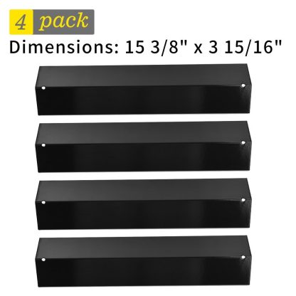 SHINESTAR Grill Heat Plate for Brinkmann Grill Replacement Parts, Heat Tent Shield Deflector for Uniflame, Aussie and Others, 4-pack 15 3/8 inch Porcelain Steel BBQ Flame Tamer Burner Cover(SS-HP005)