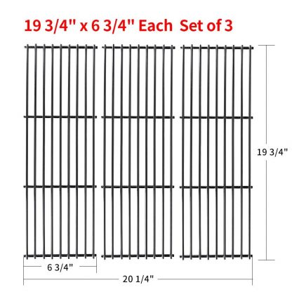 SHINESTAR Replacement Grill Parts for Chargriller Grill Model 3001, 3008, 3030, 3725, 4000, 5050, 5252, King Griller, Porcelain Coated Cast Iron Cooking Grate /Grid (Set of 3, 19 3/4’’ X 6 3/4" Each)