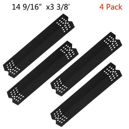 SUONA PT-66 BBQ Replacement Parts for Grill Master 720-0697, 720-0737 and Nexgrill Gas Grill Models, Porcelain Steel Heat Plate Shield Tent, Burner Cover Flame Tamer, 14 9/16 x 3 3/8 inch, 4-Pack