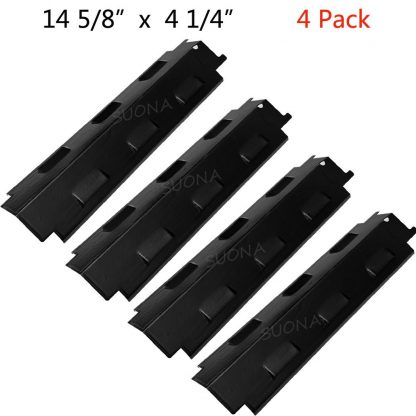 SUONA PT-72 Gas Grill Replacement Parts for Charbroil, Kenmore, Master Chef, Master Forge, Thermos, BBQ Porcelain Steel Heat Shield Plate Tent, Burner Cover Flame Tamer, 14 5/8 x 4 1/4 inch, 4-Pack
