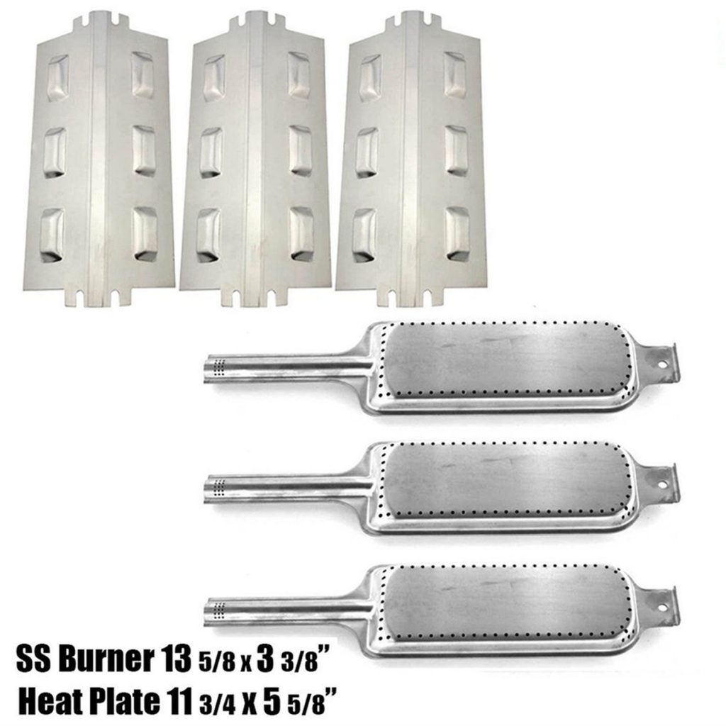 Set of Three Burners and Three Heat Plates for CharBroil, Kenmore and