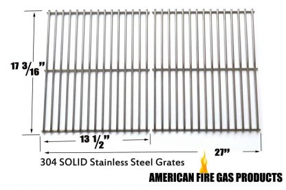 Stainless Steel Cooking Grates For Nexgrill 720-0697, Uniflame GBC091W, GBC940WIR, GBC981W, Grill Master 720-0697 Brinkmann 810-9490-0, Gas Grill Models, Set of 2