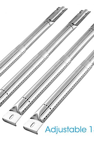 Unicook (4 Pack) Universal Adjustable Stainless Steel Tube Burner Replacement, Extend from 13” to 17.5"L, Fit Most BBQ Gas Grills