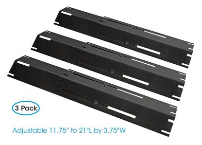 Unicook Universal Replacement Heavy Duty Adjustable Porcelain Steel Heat Plate Shield,Heat Tent,Flavorizer Bar,Burner Cover,Flame Tamer for Gas Grill, Extends from 11.75" up to 21"L, 3 Pack