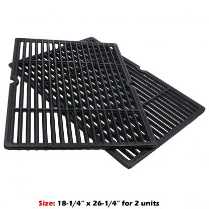 Uniflasy 2-Pack Heavy Duty Matte Porcelain Coated Cast Iron Cooking Grid Grates Replacement Part for Charbroil, Coleman, Kenmore, Thermos, Uniflame, Master Forge, Bbq Grillware Grills