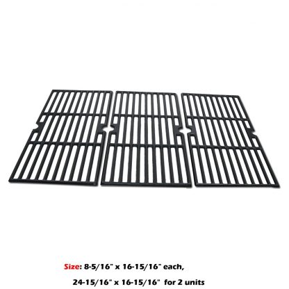 Uniflasy 3-Pack Repair Part Heavy Duty Matte Porcelain Coated Solid Cast Iron Cooking Grid Grates Set Replacement Part for Select Gas Grill Models by Charbroil, Kenmore, Kirkland & Thermos etc.