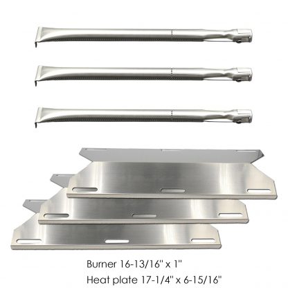 Uniflasy 3-Pack Stainless Steel Gas Grill Repair Replacement Parts Kit Burners & Heat Plate for Charmglow Home Depot 3 Burner, 720-0230, 720-0036-HD-05, Sterling Forge 720-0016