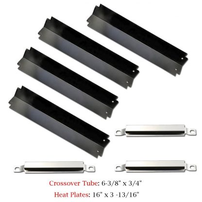 Uniflasy Porcelain Steel Grill Heat Plate Heat Shield Plate Tent Flavorizer Bars Burner Cover Flame Tamer Replacement Parts & Crossover Channels Tubes for Charbroil, Kenmore, Thermos Gas Grills Models