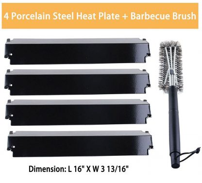 Wadoy Heat Plate for Charbroil Grill Replacement Parts 463268007 463268107 463244011 Porcelain Steel Heat Tent With 17" Grill Brush for BBQ